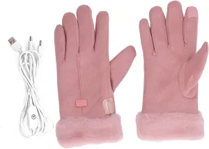 1 Pair Electric Heating Gloves Full Finger USB Heated Gloves Women Winter Warm Heated Gloves for Outdoor Cycling
