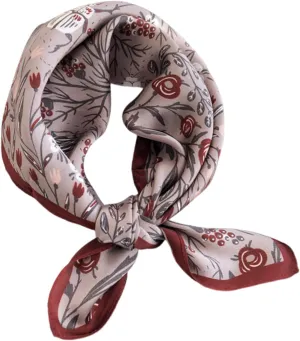 100% Mulberry Silk Neck Scarf - 21"x21" Small Printed Square Neckerchief Scarves for Women Gift Packed