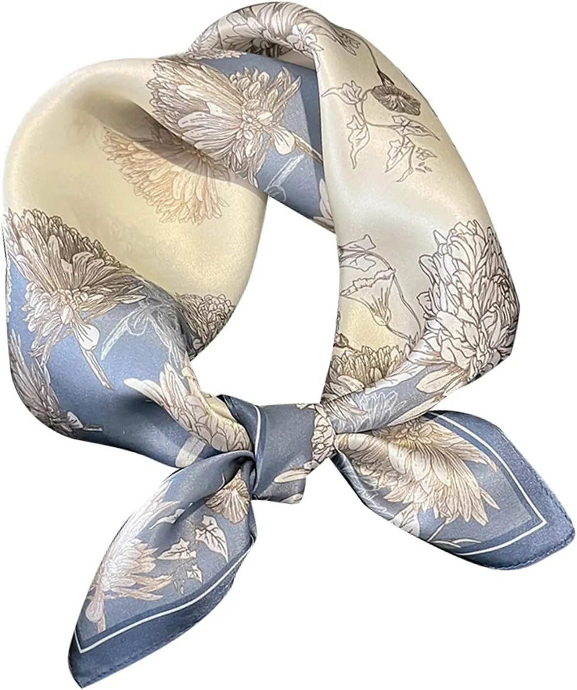 100% Mulberry Silk Neck Scarf - 21"x21" Small Printed Square Neckerchief Scarves for Women