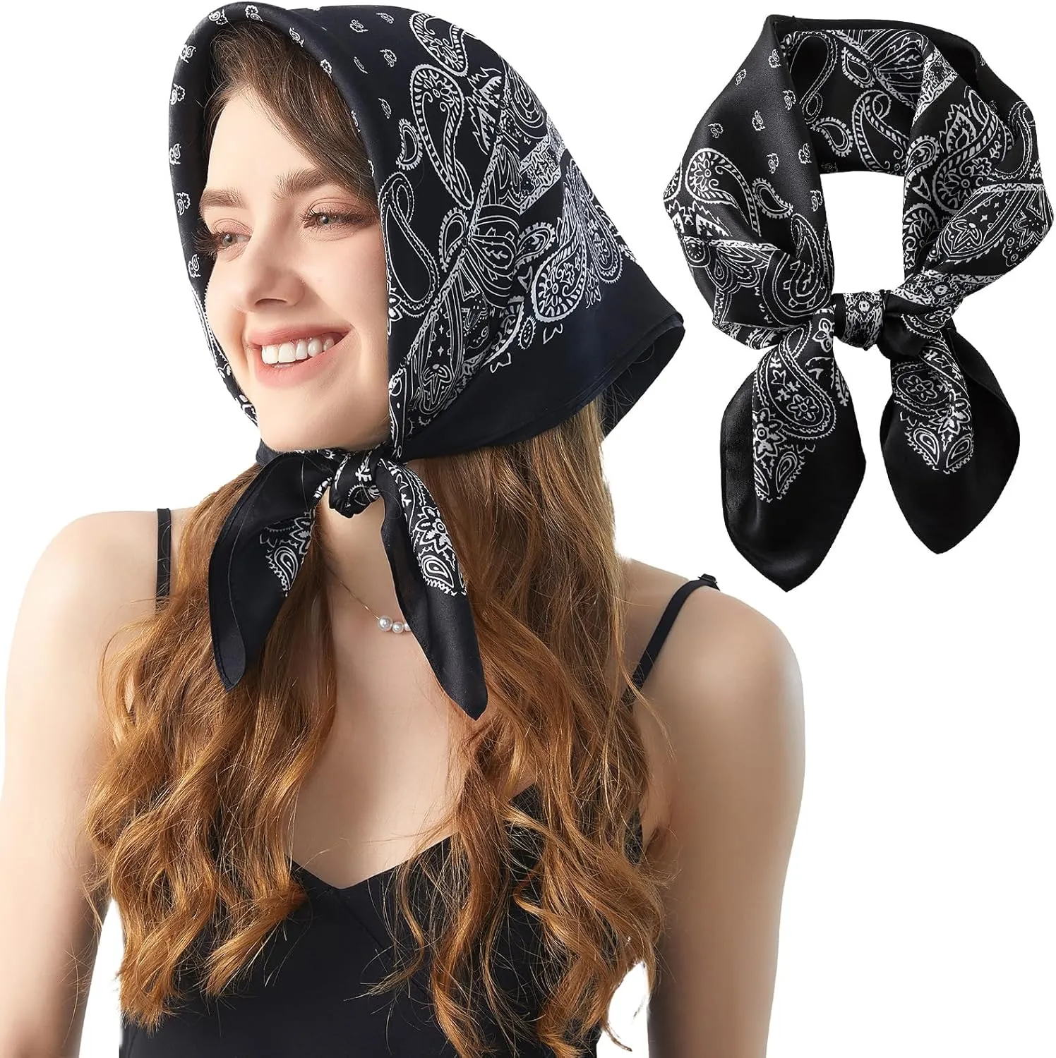 100% Mulberry Silk Square Scarf 27''x27'' Neck Scarf Hair Scarf Headscarf Bandanas for Women