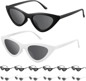 12 Pairs 80s Cat Eye Cyber Visor Sunglasses Cat Eye Shield Glasses Accessories for Women Men Future Style Costume Cosplay