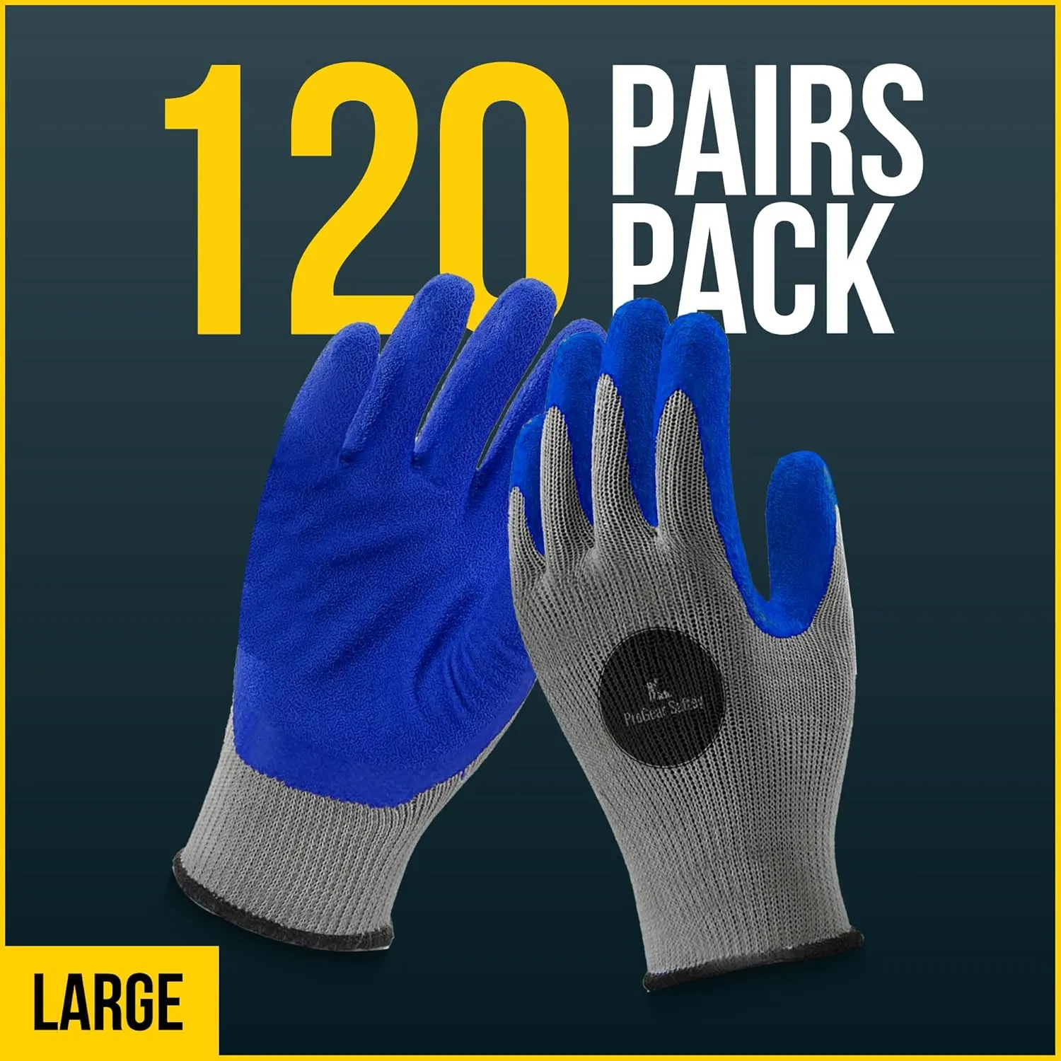 12 Pairs & 120 Pairs Blue Latex Coated, Gardening Gloves, Work Gloves, Double dipped, Textured Grip Gloves