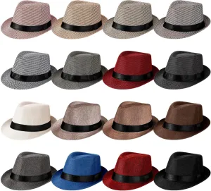 16 Pcs Bulk Panama Hats for Men 1920s Short Brim Pork Pie Hats for Beach Men Women Summer accessories