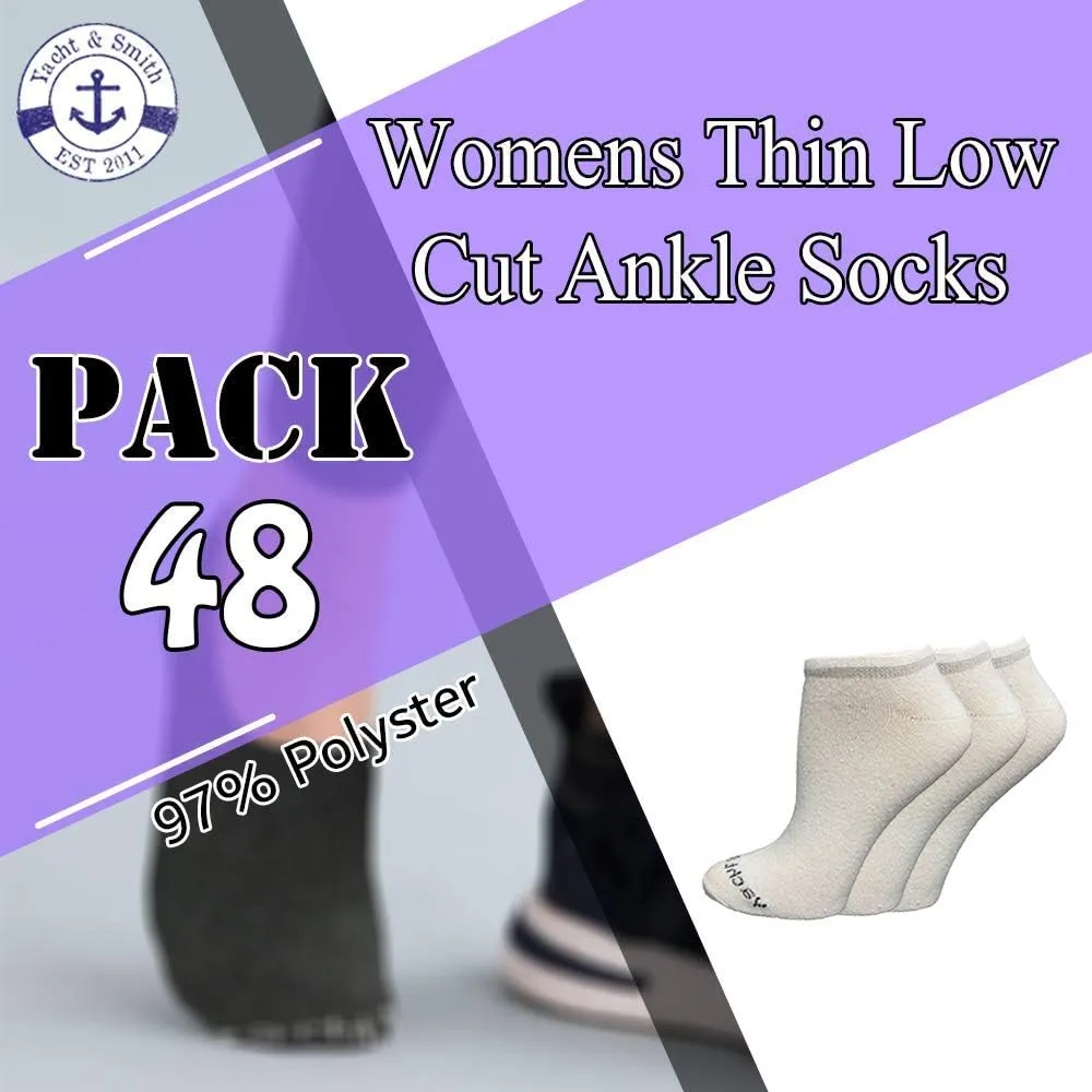 48 Pairs of Yacht & Smith Mens & Womens Thin Low Cut Ankle No Show Bulk Socks