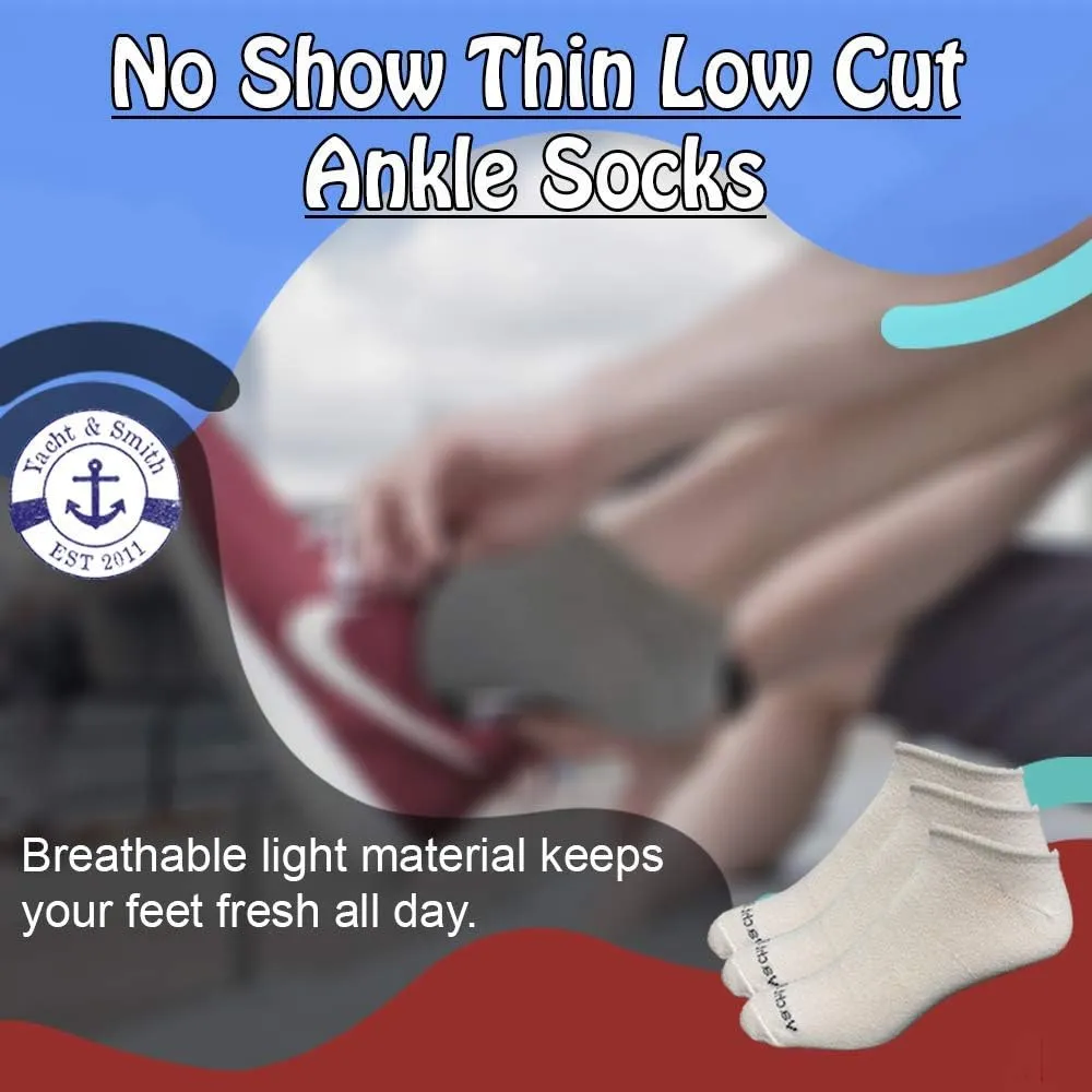 48 Pairs of Yacht & Smith Mens & Womens Thin Low Cut Ankle No Show Bulk Socks
