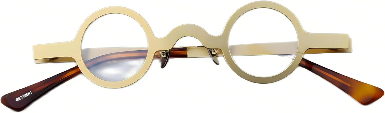 Acetate & Metal Thick Small Round Full Rim Vintage Eyeglass Frames Spring Hinges Unisex for Men Women