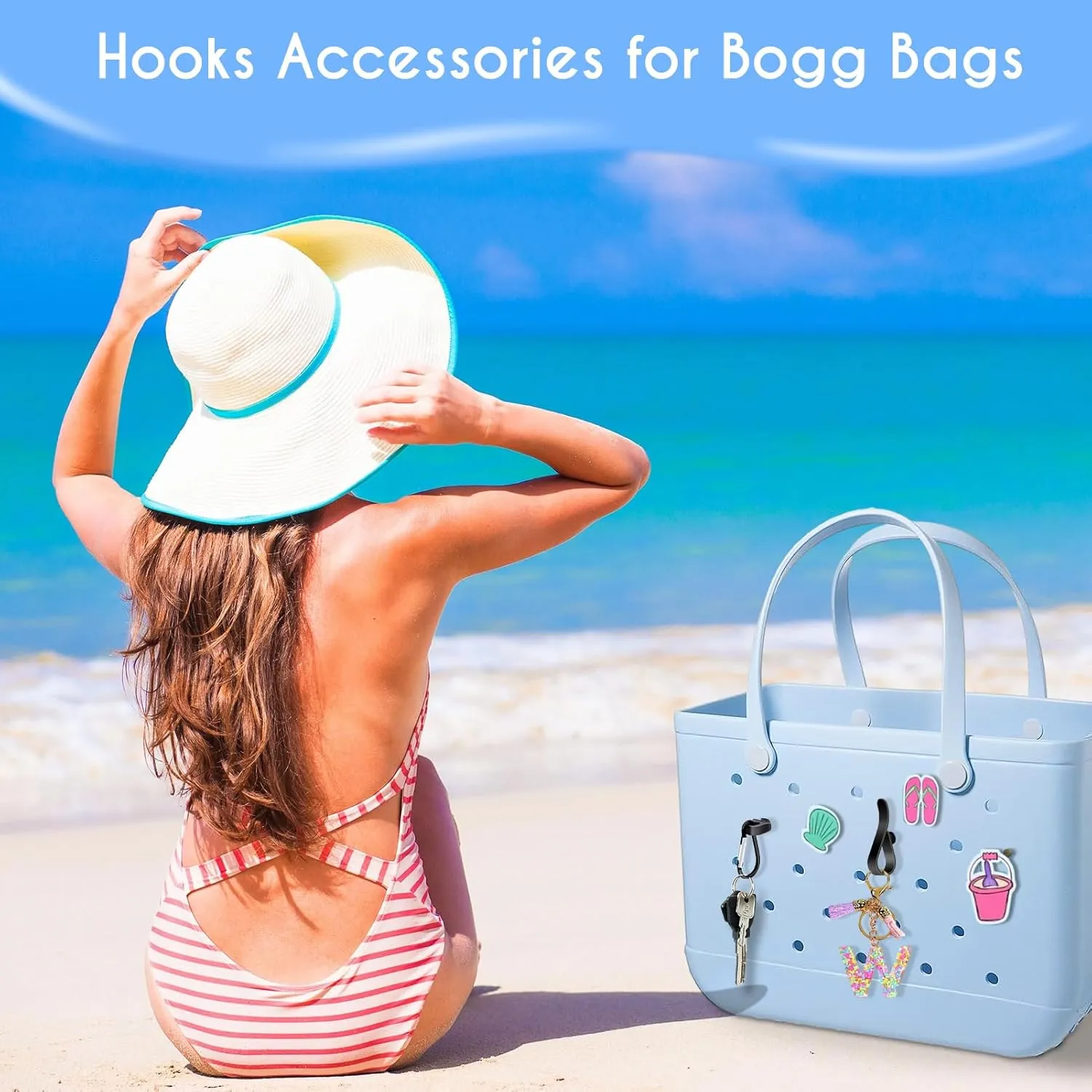 AIERSA Hooks Accessories for Bogg Bag Organizer, Bag Hanging Hooks for Charms Key Pouch Earphone Tassel Cup, Insert Attachment Compatible with All Size (Black)