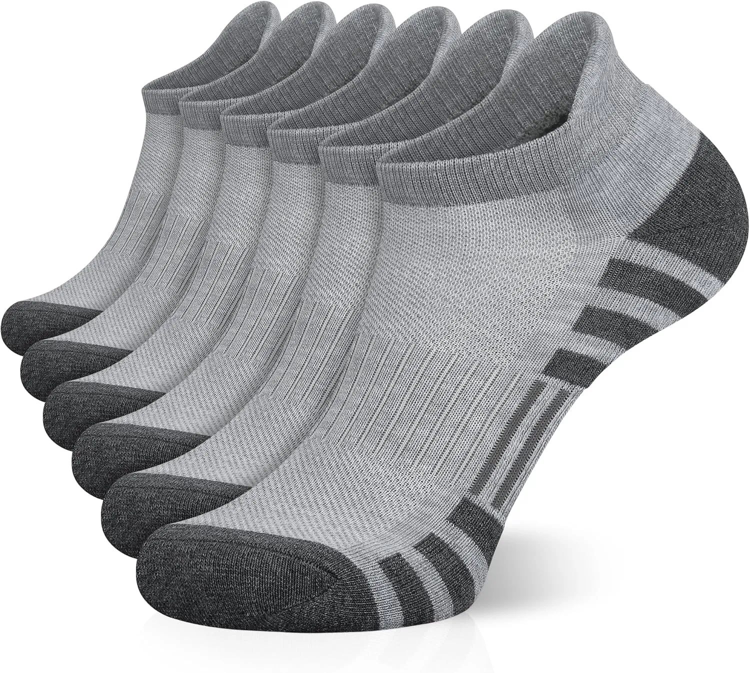 Airacker Ankle Athletic Running Socks Cushioned Breathable Low Cut Sports Tab Socks for Men and Women (6 Pairs)