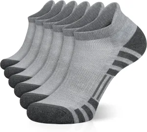 Airacker Ankle Athletic Running Socks Cushioned Breathable Low Cut Sports Tab Socks for Men and Women (6 Pairs)