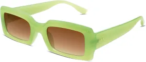 Allarallvr Trendy Rectangle Sunglasses for Women Men Vintage 90's Square Shades Thick Frame Nude Sunnies Sunglasses AR82002