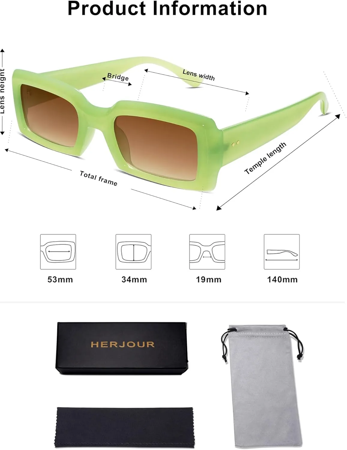 Allarallvr Trendy Rectangle Sunglasses for Women Men Vintage 90's Square Shades Thick Frame Nude Sunnies Sunglasses AR82002
