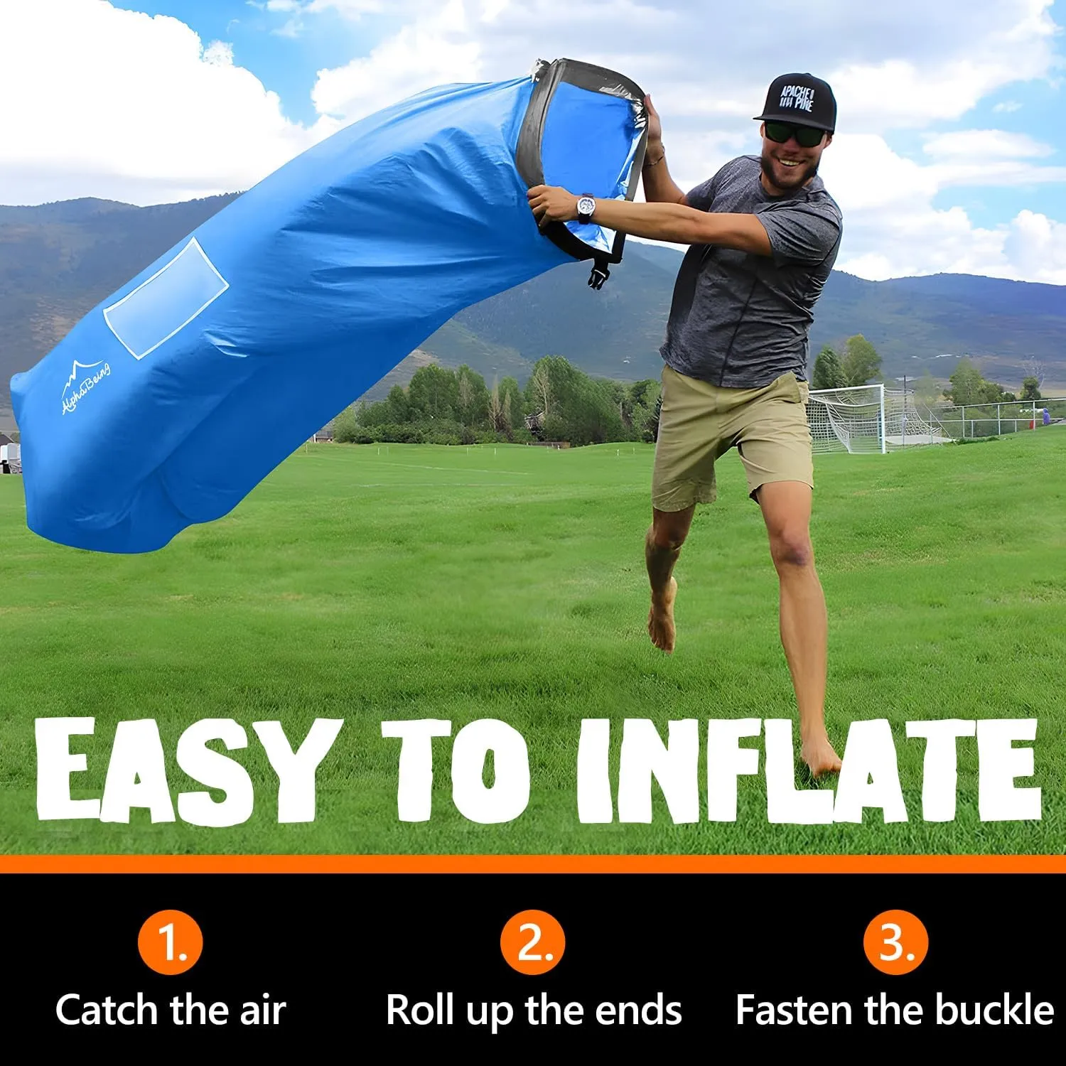 AlphaBeing Inflatable Lounger Beach Chair Accessories, Air Sofa Hammock Inflatable Couch for Camping Backyard Lakeside with Compression Sacks, Ideal Outdoor Gifts for Adults
