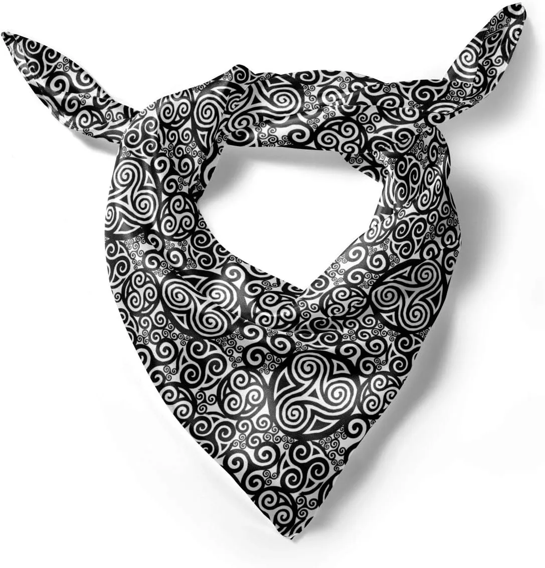 Ambesonne Abstract Headscarf, Monochrome Triskelion Art, Hijab Scarf