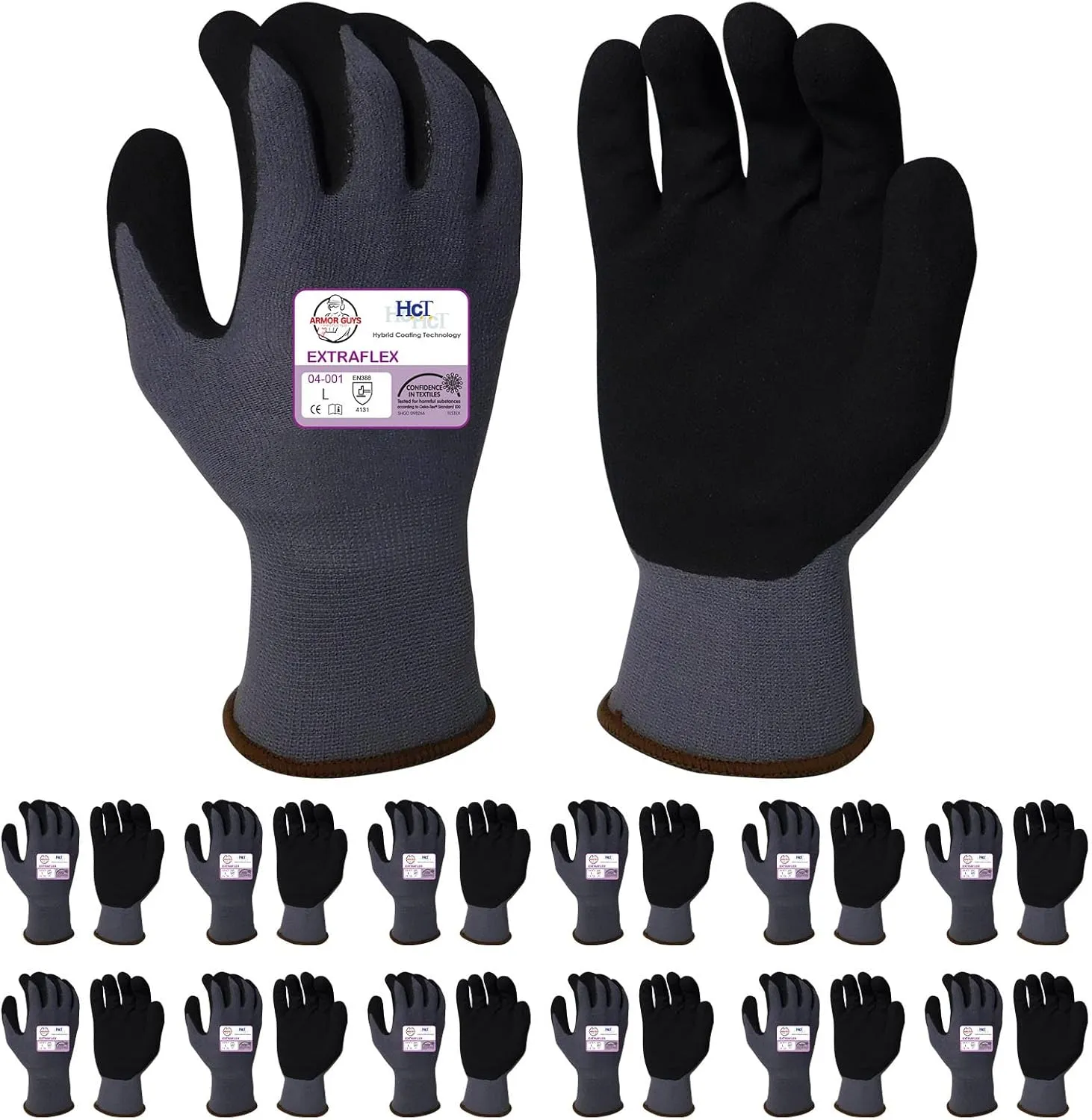 Armor Guys Extraflex Protective Work Gloves - Abrasion Resistant, M, 12 Pairs/Pack
