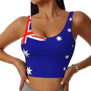 Australian Flag Women's Sexy Sports Vest Sleeveless Athletic Gym T-Shirts Vest U-Shaped Back Quick Dry Top