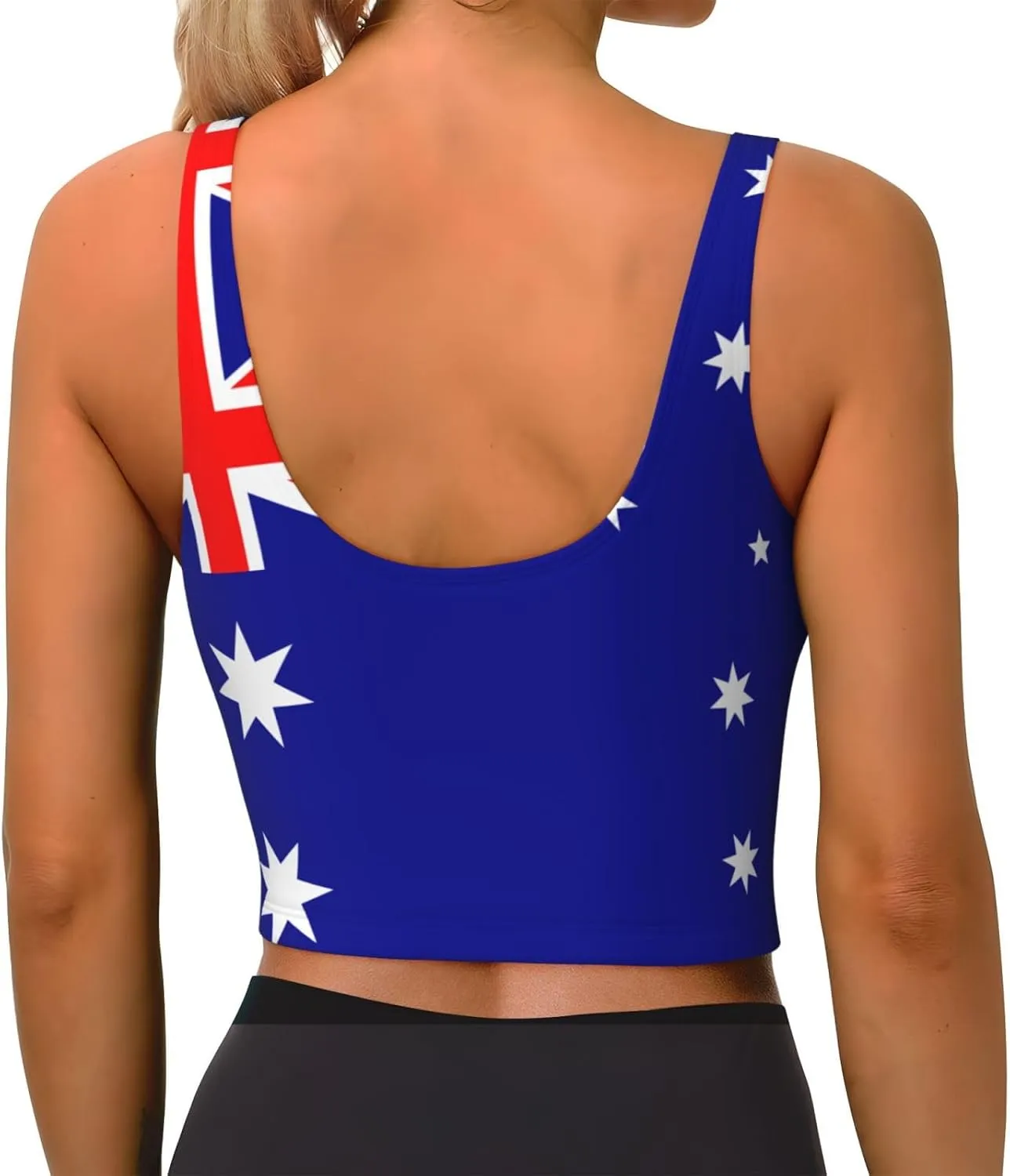 Australian Flag Women's Sexy Sports Vest Sleeveless Athletic Gym T-Shirts Vest U-Shaped Back Quick Dry Top