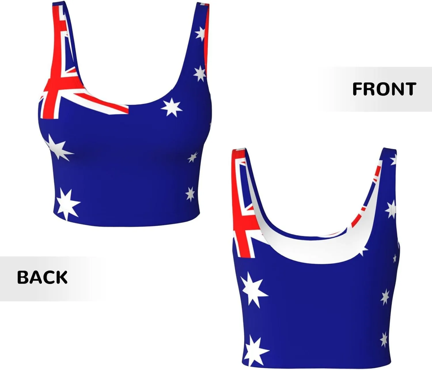 Australian Flag Women's Sexy Sports Vest Sleeveless Athletic Gym T-Shirts Vest U-Shaped Back Quick Dry Top
