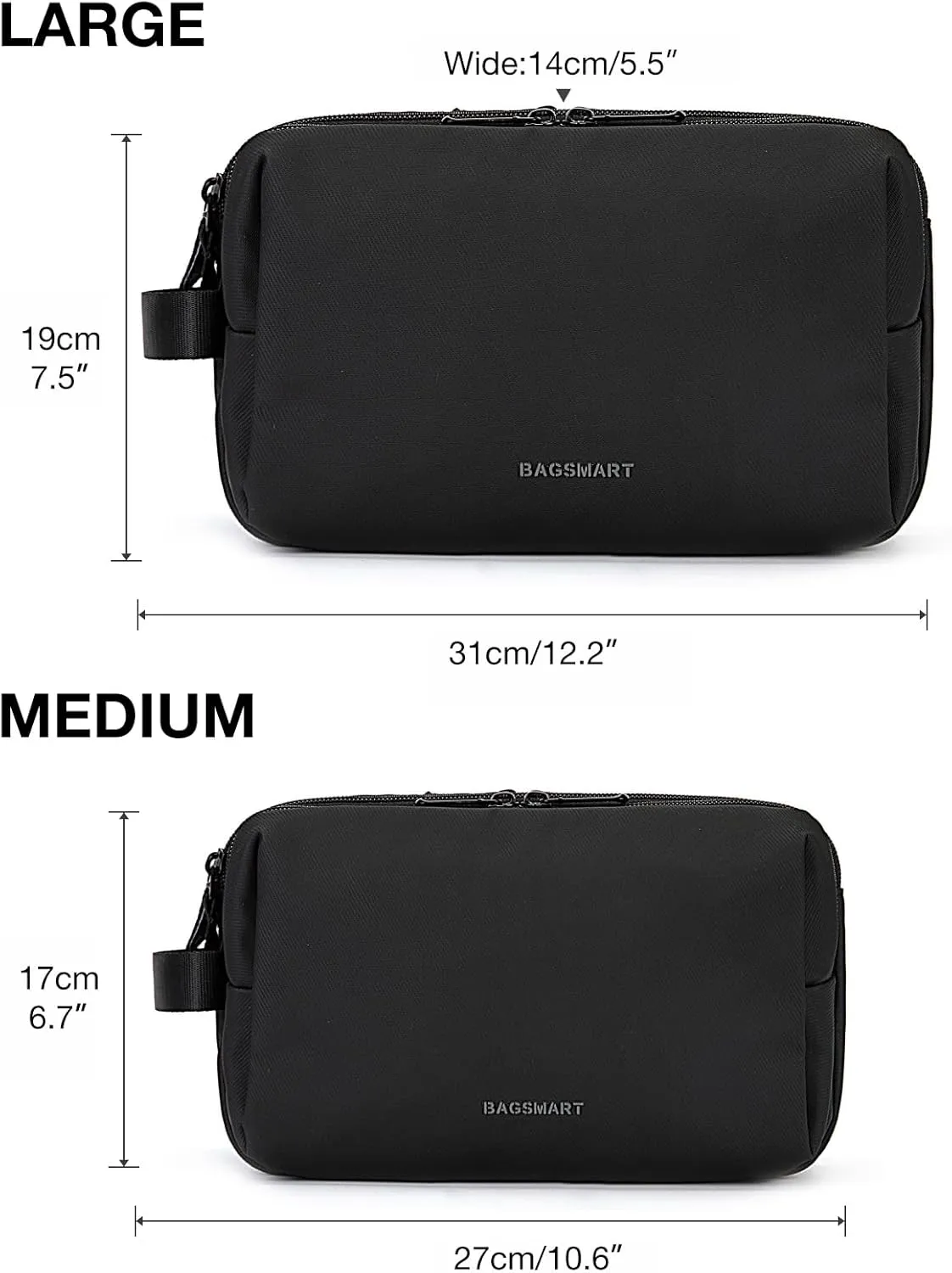 BAGSMART Toiletry Bag for Men, Travel Toiletry Organizer Dopp Kit Water-resistant Shaving Bag for Toiletries Accessories, Door Room Essentials,Green-medium
