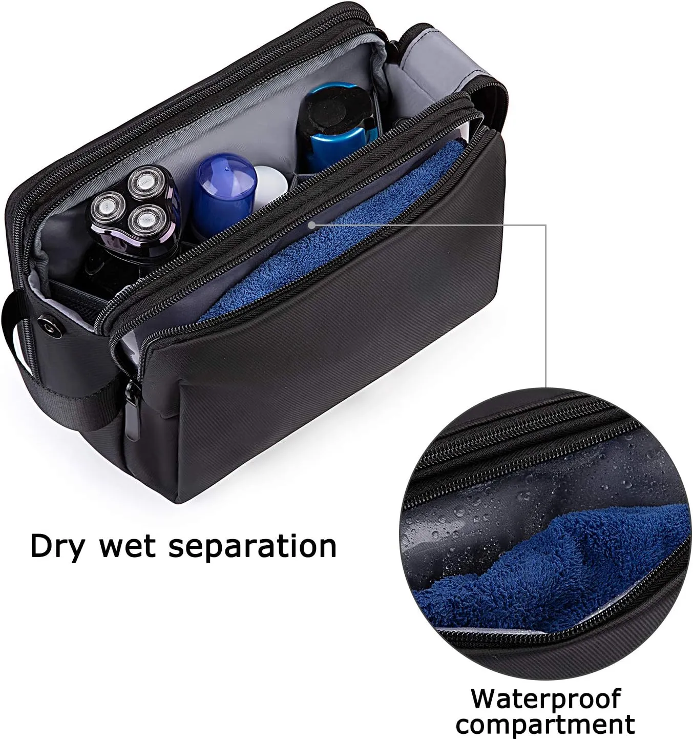 BAGSMART Toiletry Bag for Men, Travel Toiletry Organizer Dopp Kit Water-resistant Shaving Bag for Toiletries Accessories, Door Room Essentials,Green-medium