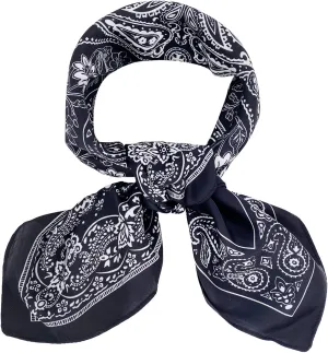 BEGOOD Square Satin Head Scarf for Women Silk Feeling Scarf Hair Bandana Neck Scarf Hair Wraps Valentines Day Gifts 27.5 × 27.5 inches(Black Paisley)