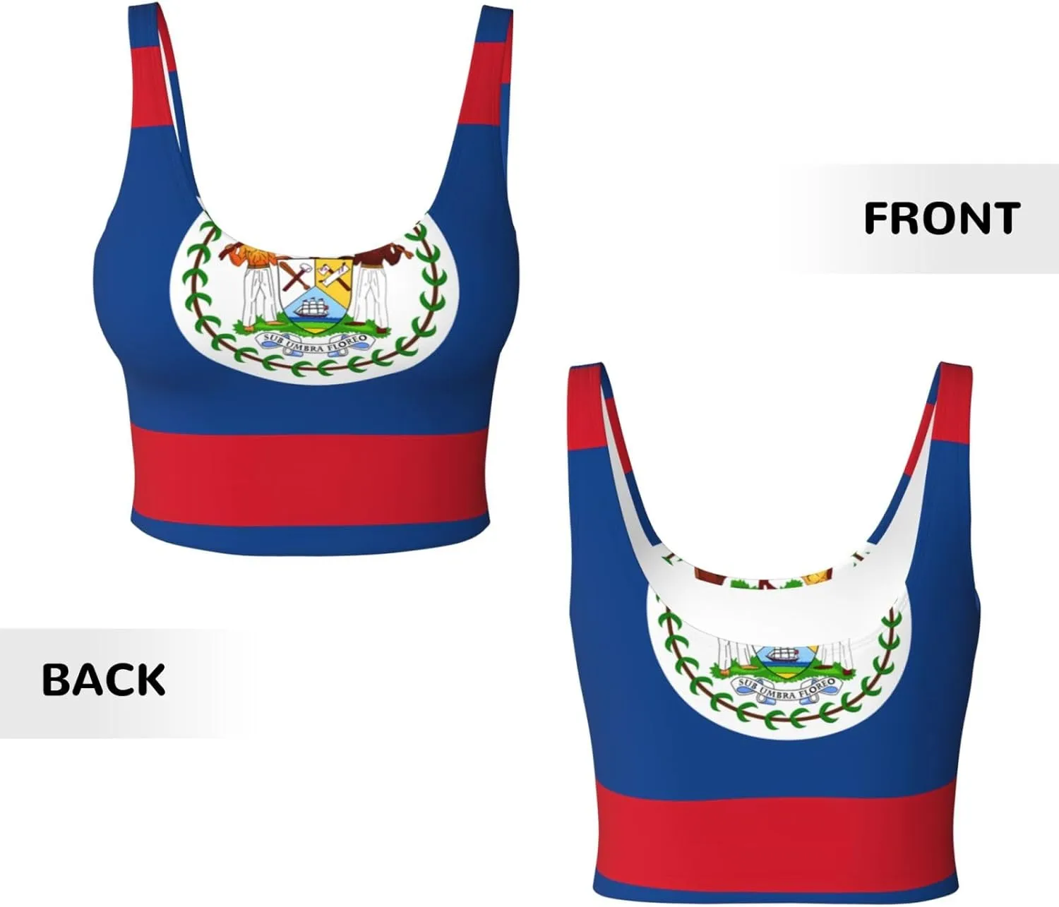 Belize Flag Women's Sexy Sports Vest Sleeveless Athletic Gym T-Shirts Vest U-Shaped Back Quick Dry Top