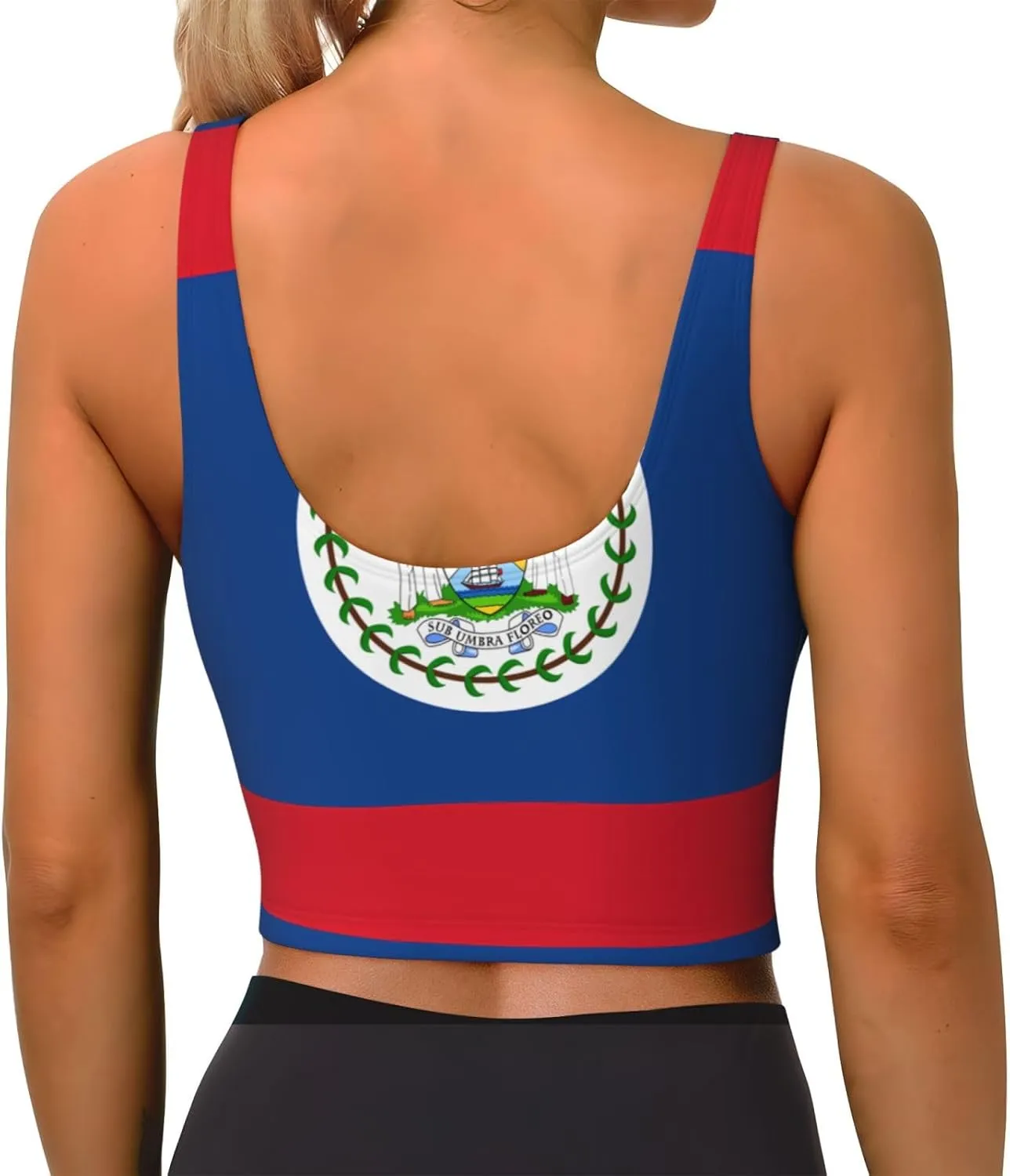 Belize Flag Women's Sexy Sports Vest Sleeveless Athletic Gym T-Shirts Vest U-Shaped Back Quick Dry Top