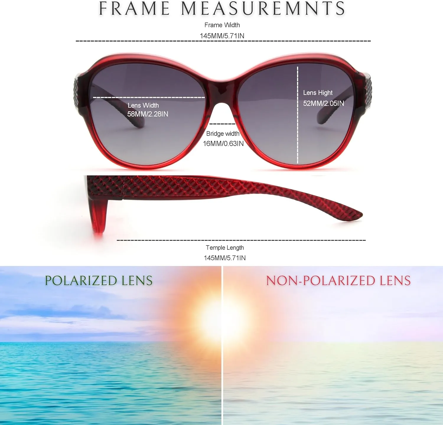 BLUE CUT Fit Over Polarized Sunglasses For Women Stylish Solar Shield Clip-On Over Prescription Glasses