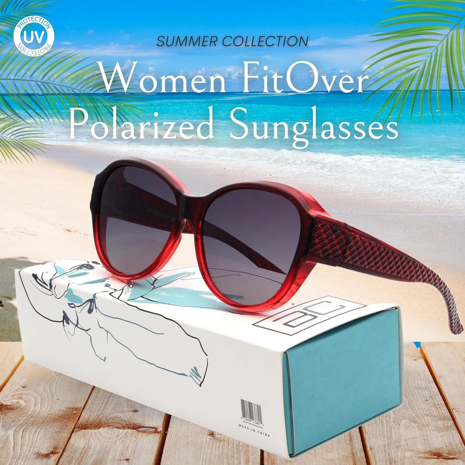 BLUE CUT Fit Over Polarized Sunglasses For Women Stylish Solar Shield Clip-On Over Prescription Glasses