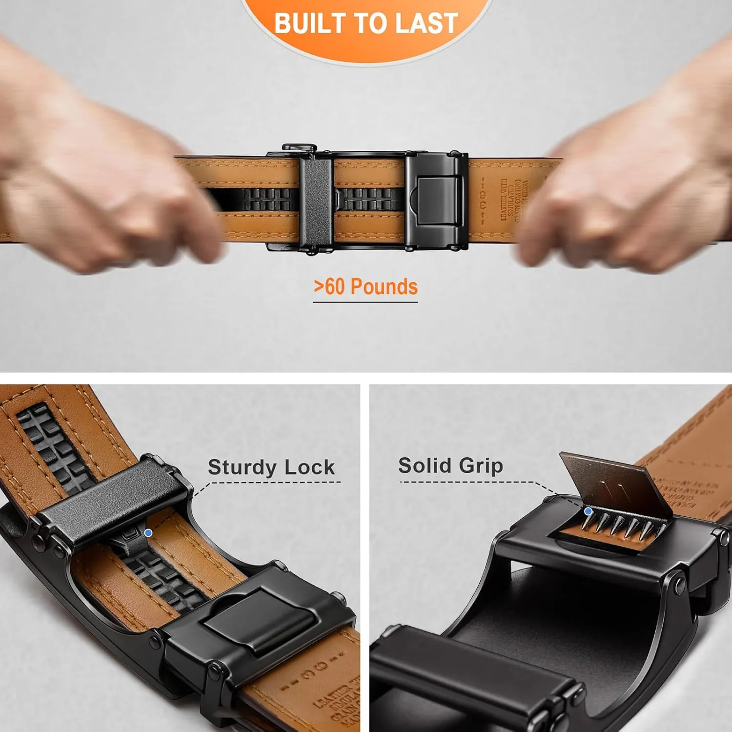 BULLIANT Men Belts 2 Pack,Ratchet Sliding Belt Adjustable For Gift Mens Dress Casual 1 3/8",Cut for Fit