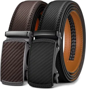 BULLIANT Men Belts 2 Pack,Ratchet Sliding Belt Adjustable For Gift Mens Dress Casual 1 3/8",Cut for Fit