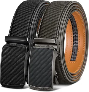 BULLIANT Men Belts 2 Pack,Ratchet Sliding Belt Adjustable For Gift Mens Dress Casual 1 3/8",Cut for Fit