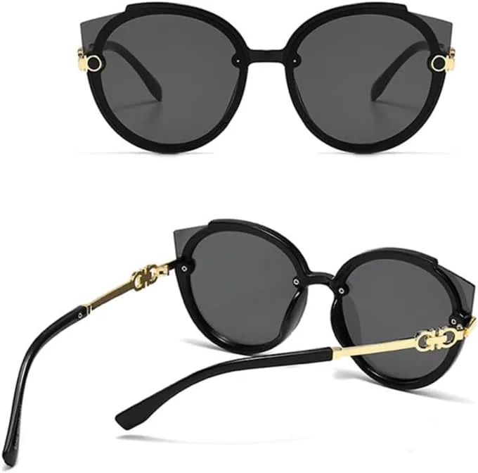 Cat Eye Sunglasses Women Round Sun Glasses Men Vintage Oversize Eyelasses Tea Blue Red UV400