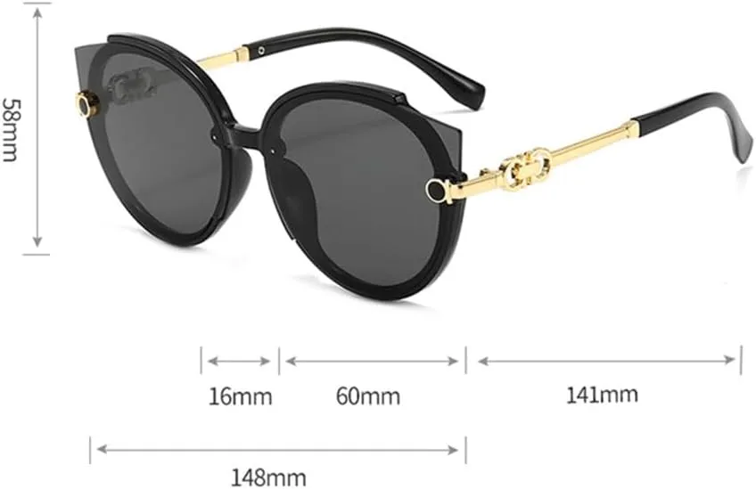 Cat Eye Sunglasses Women Round Sun Glasses Men Vintage Oversize Eyelasses Tea Blue Red UV400
