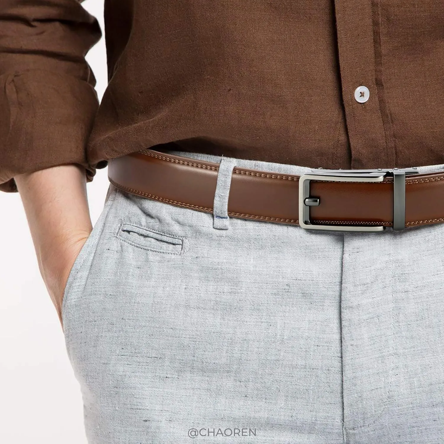 CHAOREN Click Belts for Men - Mens Ratchet Belt 1 3/8" for Dress Pants - Perfect Companion to Men's Oxfords