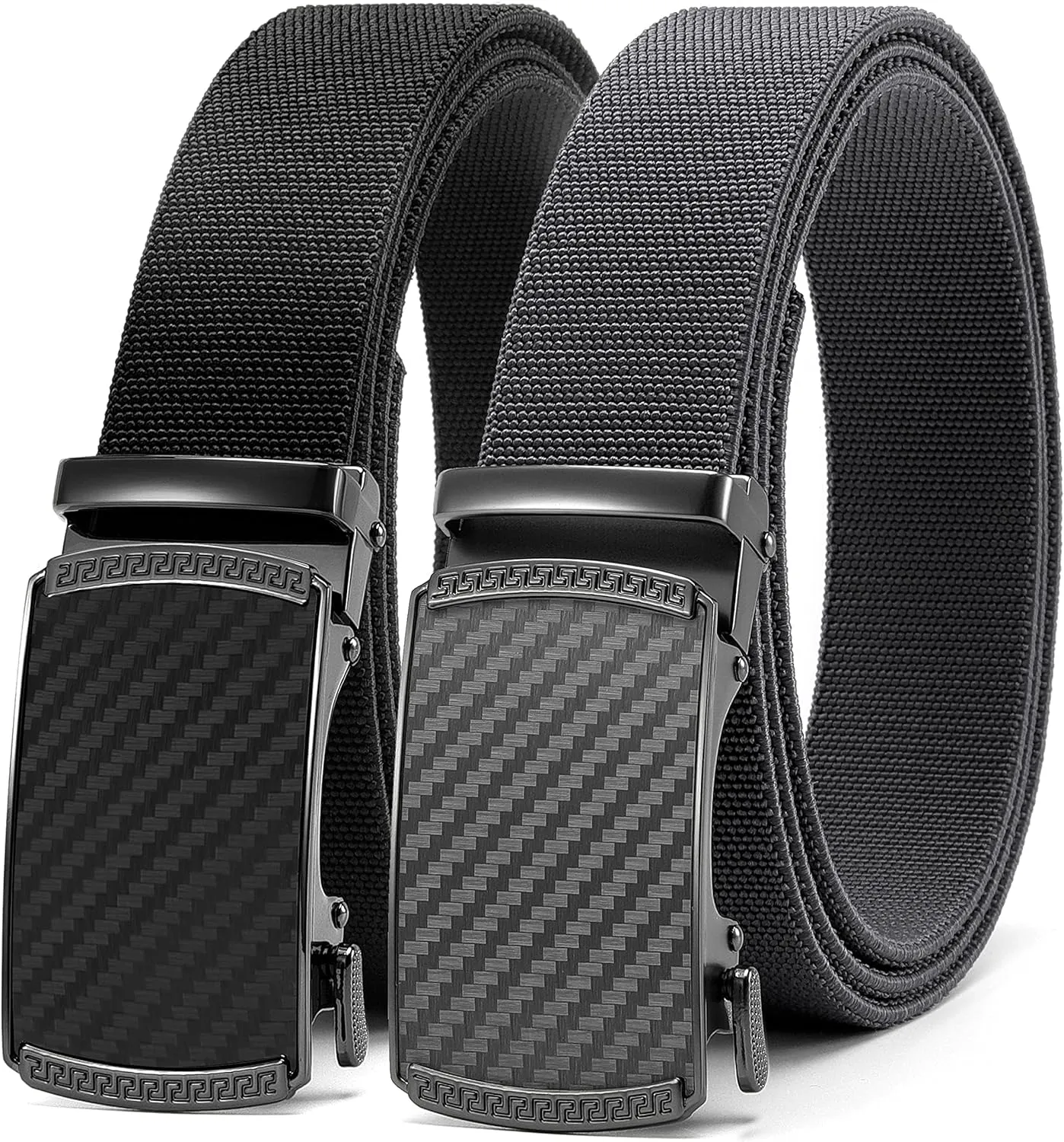 CHAOREN Elastic Belt for Men 2 Pack - Nylon Web Adjustable Belt 1 3/8" Fabric Golf Belt