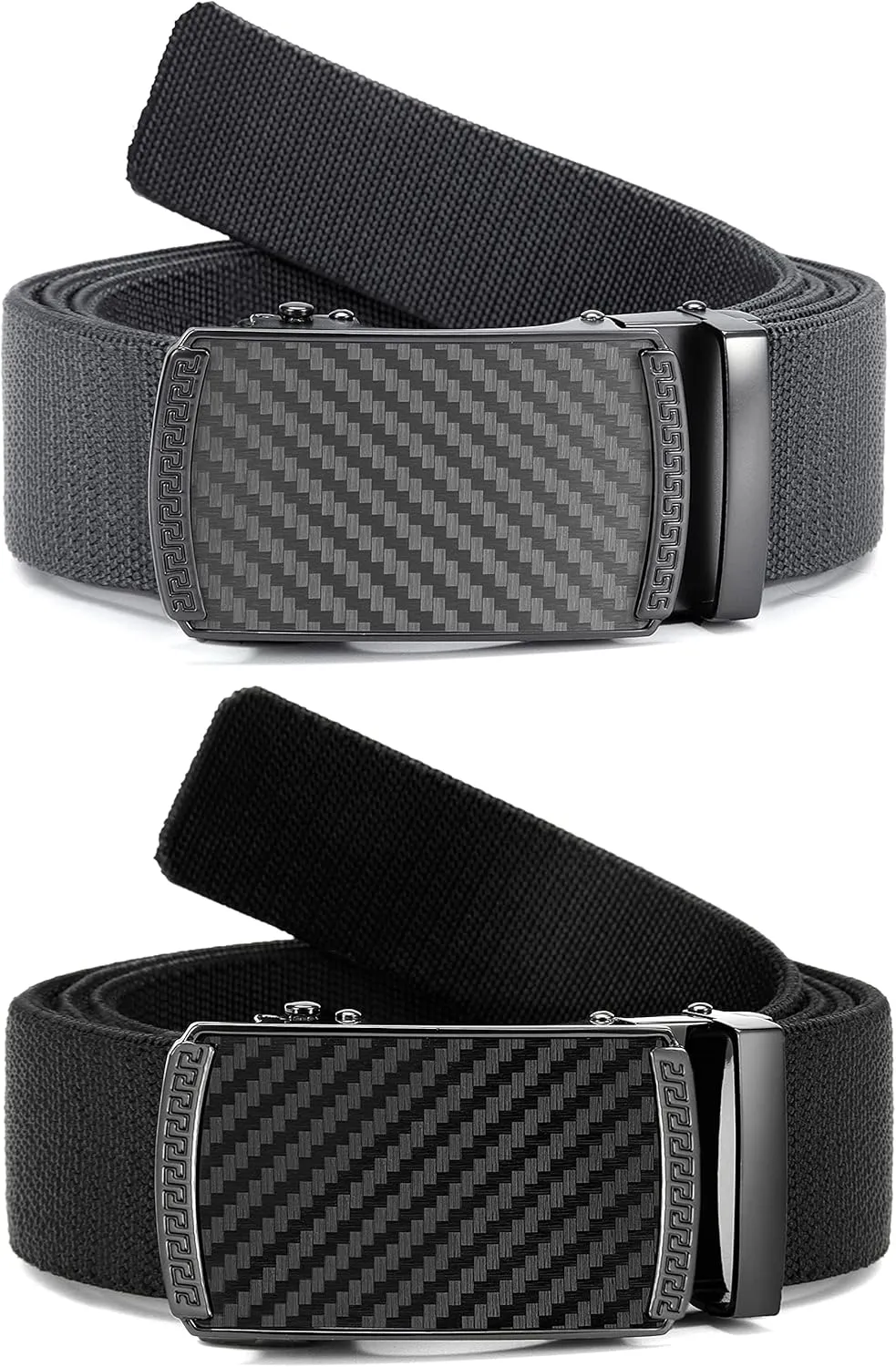 CHAOREN Elastic Belt for Men 2 Pack - Nylon Web Adjustable Belt 1 3/8" Fabric Golf Belt