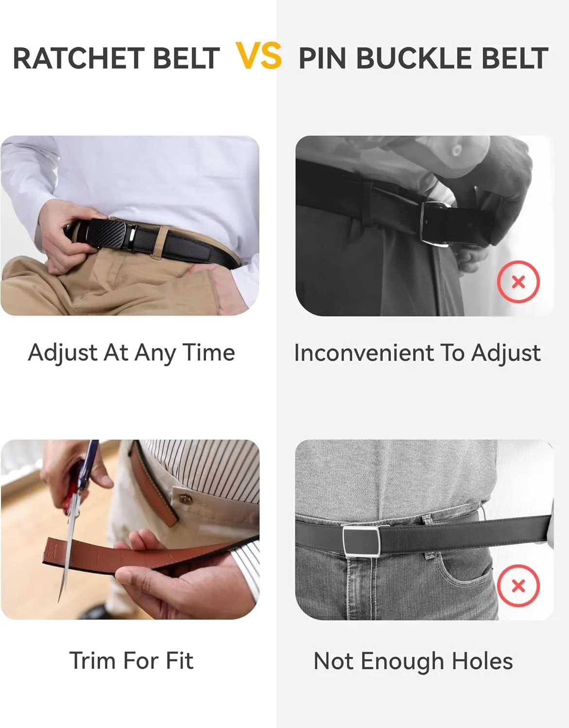 CHAOREN Leather Ratchet Belt for men 1 3/8" for Dress Pants - Micro Adjustable Belt Fit Everywhere