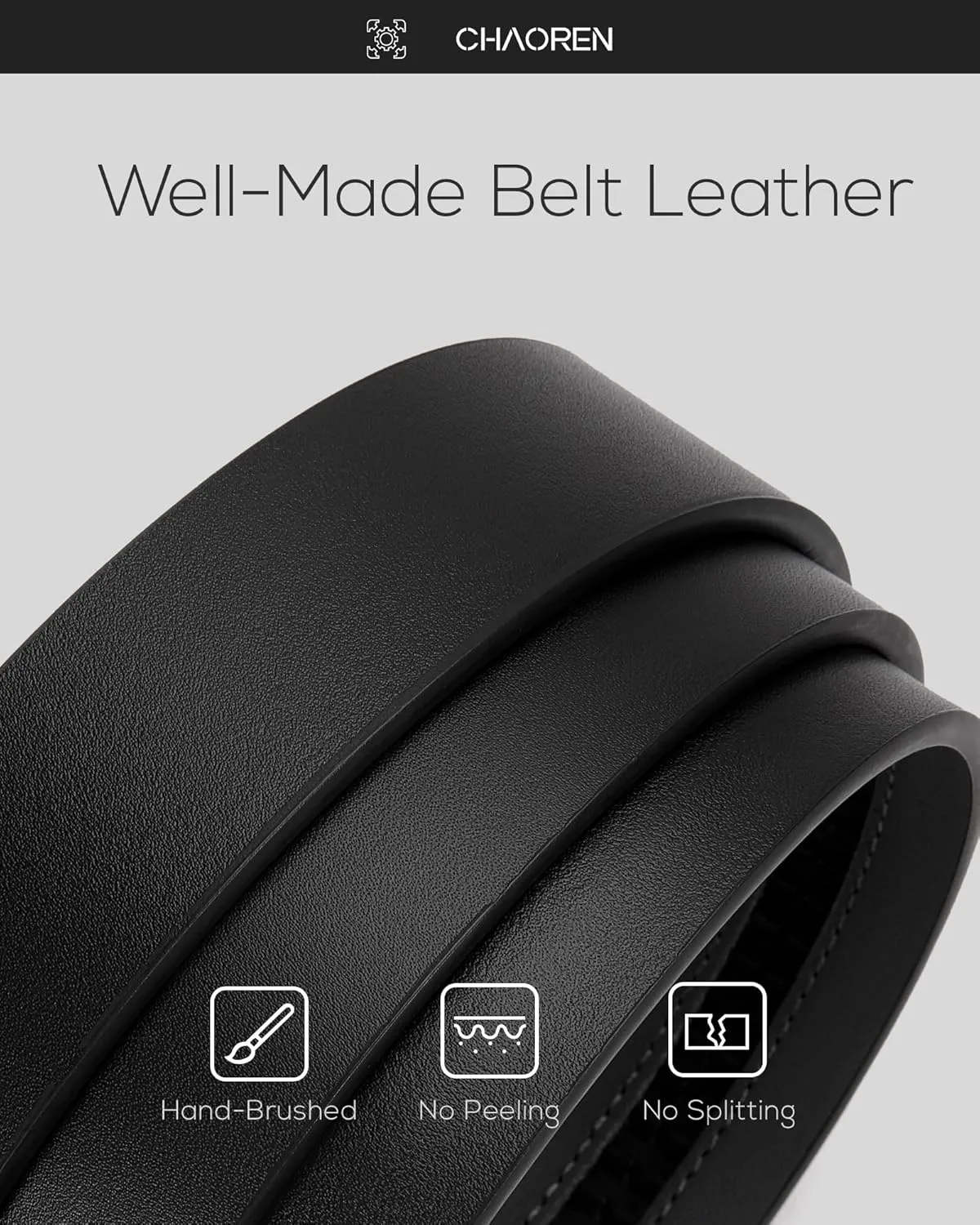 CHAOREN Leather Ratchet Belt for men 1 3/8" for Dress Pants - Micro Adjustable Belt Fit Everywhere
