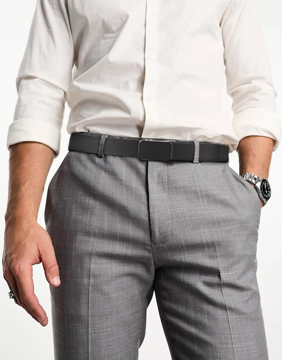 CHAOREN Leather Ratchet Belt for men 1 3/8" for Dress Pants - Micro Adjustable Belt Fit Everywhere