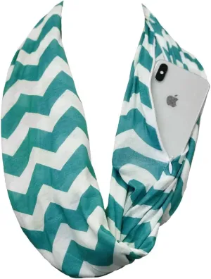 Chevron Hidden Zipper Pocket Scarf - Fashion Scarf for Women - All Seasons