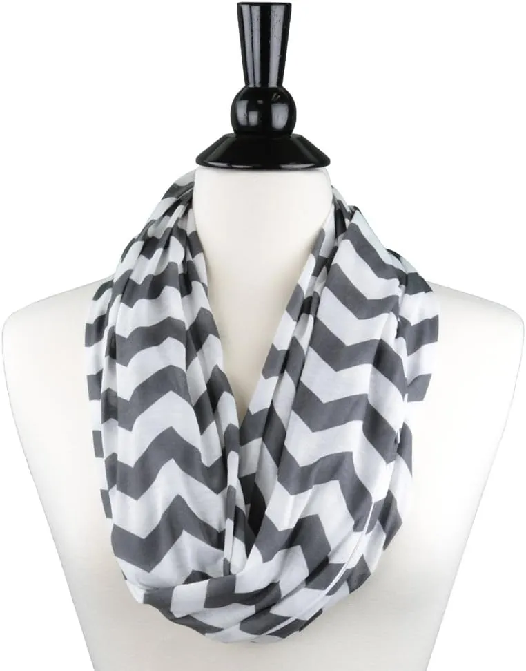 Chevron Hidden Zipper Pocket Scarf - Fashion Scarf for Women - All Seasons