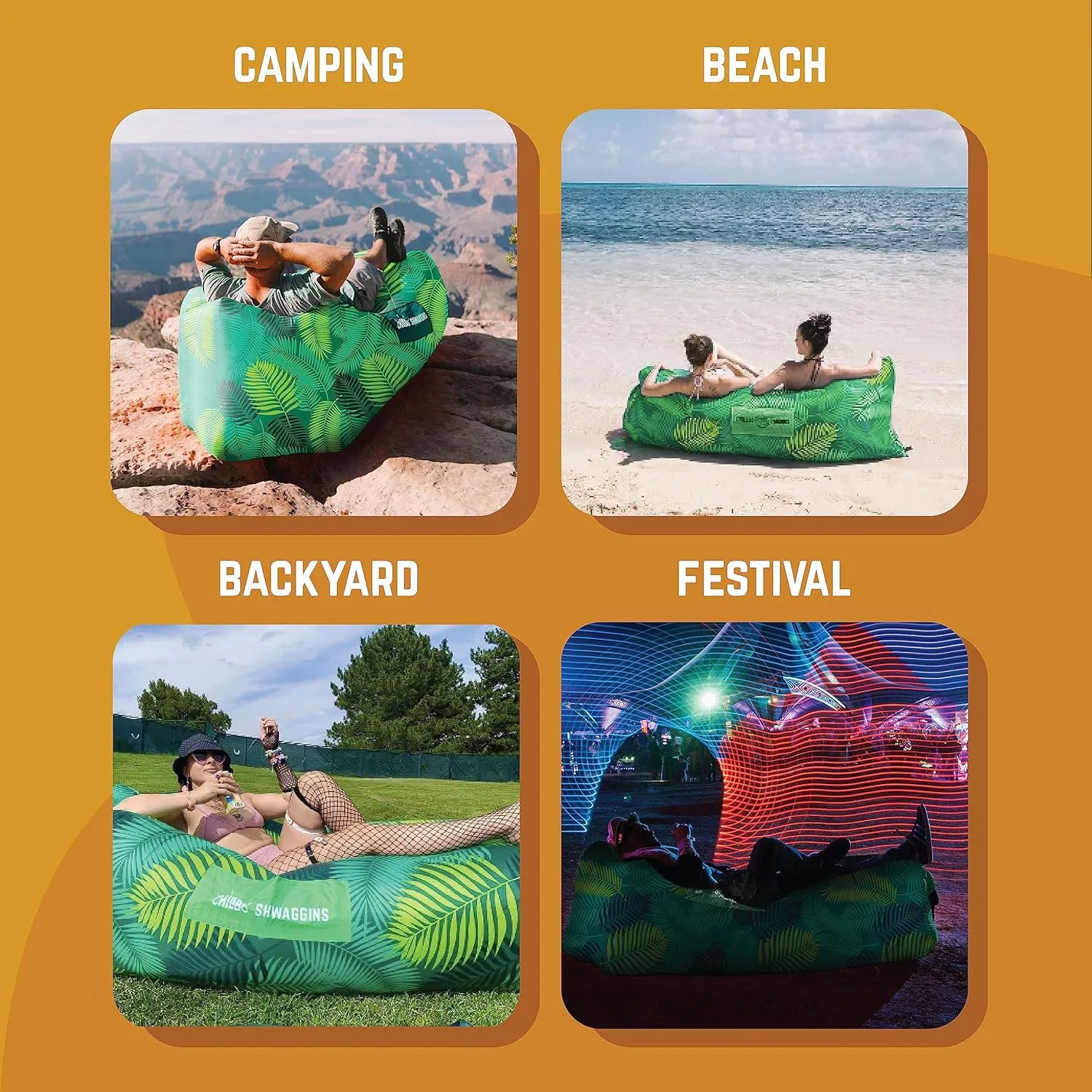 Chillbo Inflatable Couch – Cool Inflatable Chair. Upgrade Your Camping Accessories. Easy Setup is Perfect for Hiking Gear, Beach Chair and Music Festivals.