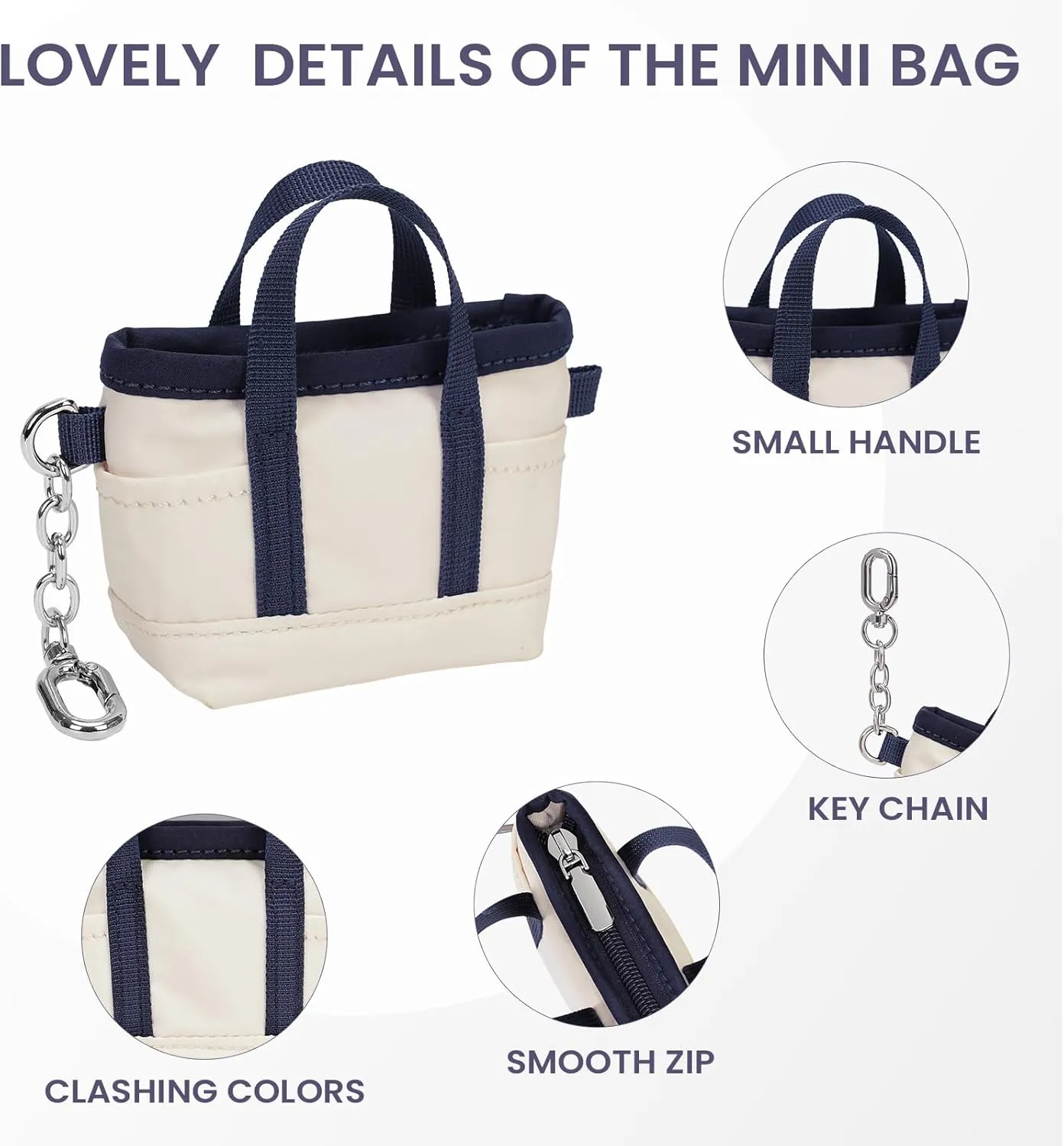 Coin Purse Mini Tote Bag Keychain Small Change Purse Key Pouch Charm Pink Cute Makeup Bag Wallets Accessories for Handbags