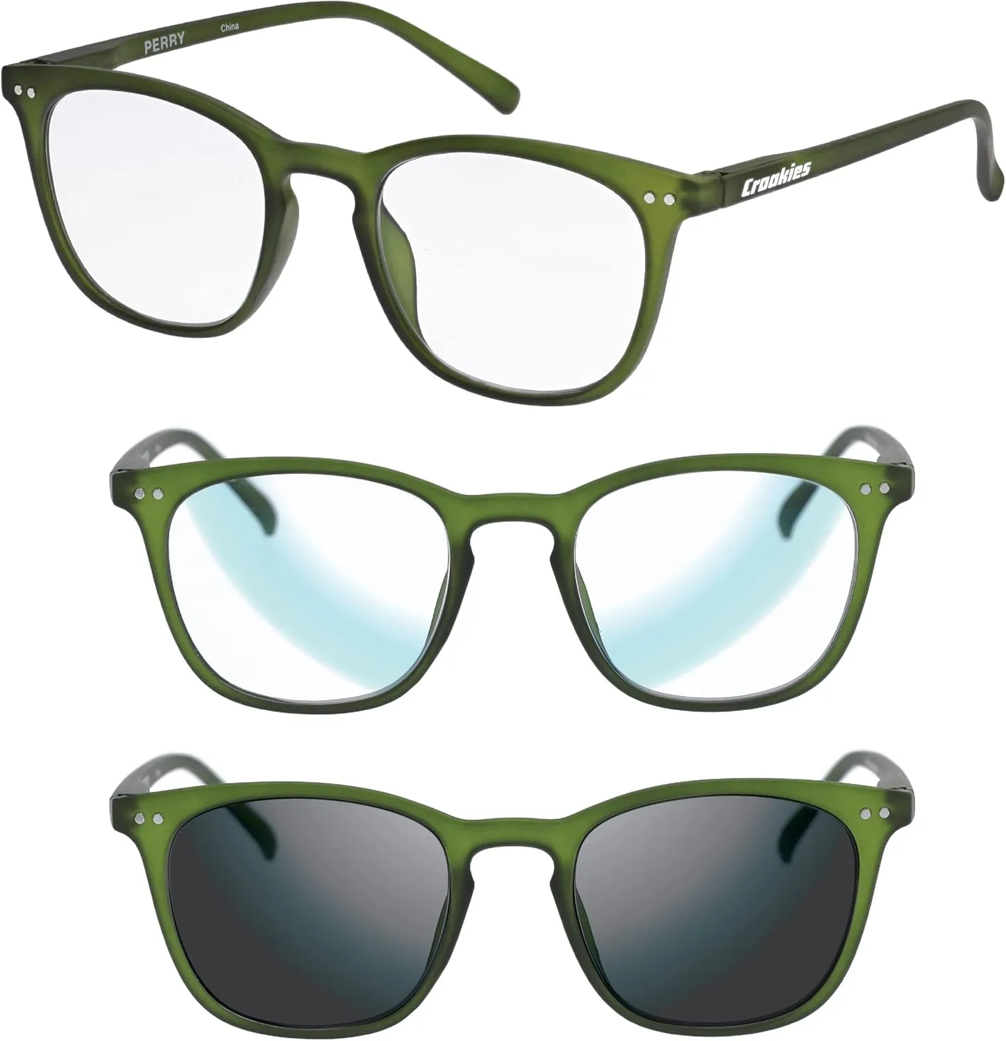 Croakies Perry Photochromic Progressive Eyewear | UV400 Sunglass for Outdoor | Bluelight Eyeglass for HEV Devices | Bundle