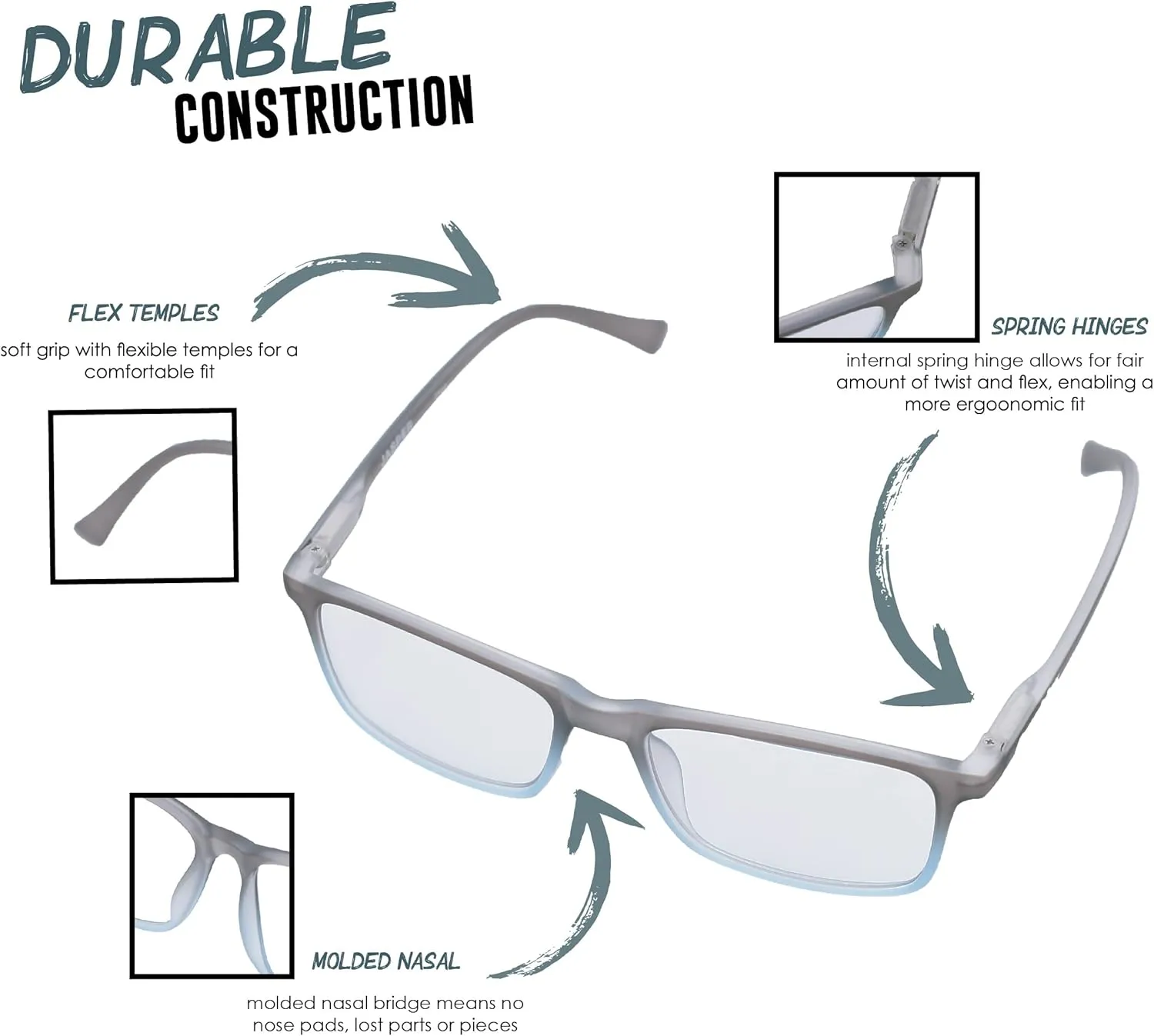 Croakies Perry Photochromic Progressive Eyewear | UV400 Sunglass for Outdoor | Bluelight Eyeglass for HEV Devices | Bundle
