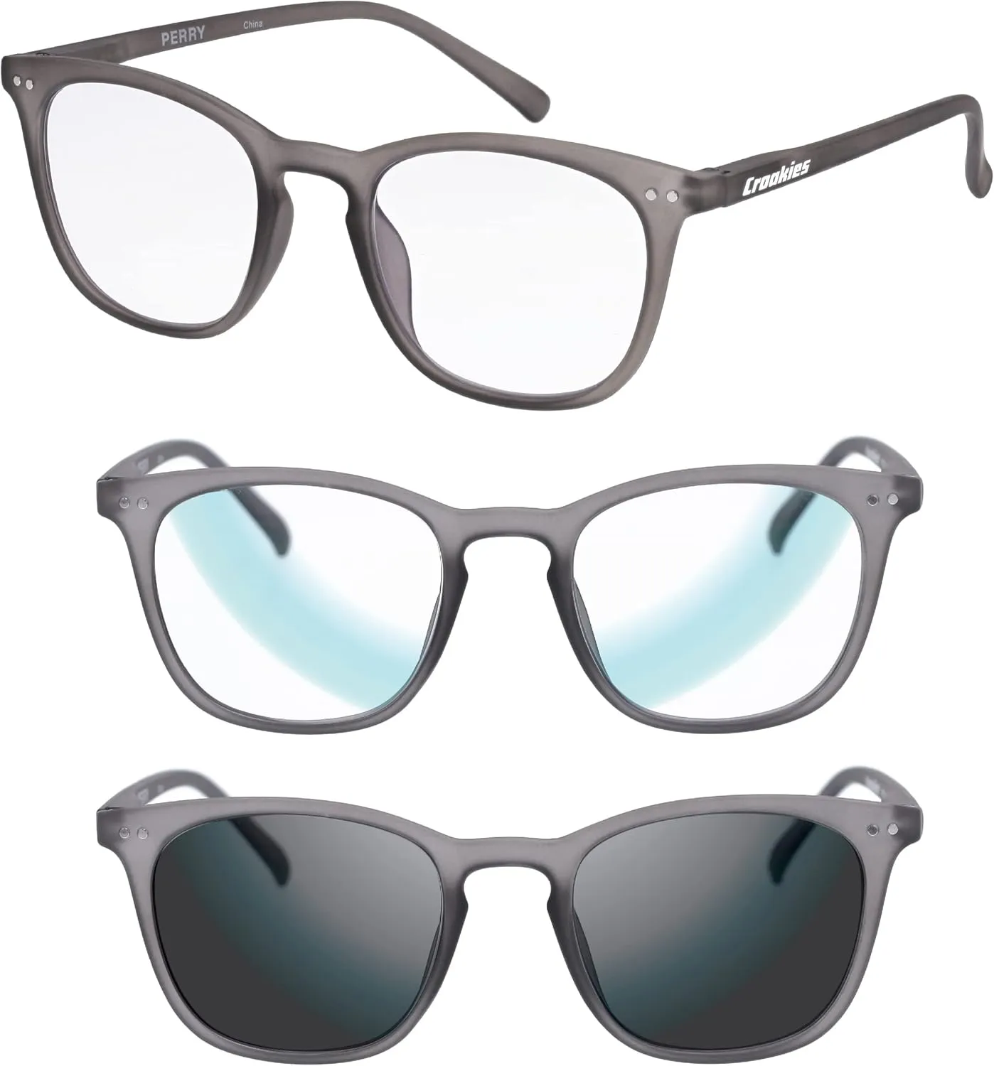 Croakies Perry Photochromic Progressive Eyewear | UV400 Sunglass for Outdoor | Bluelight Eyeglass for HEV Devices | Bundle