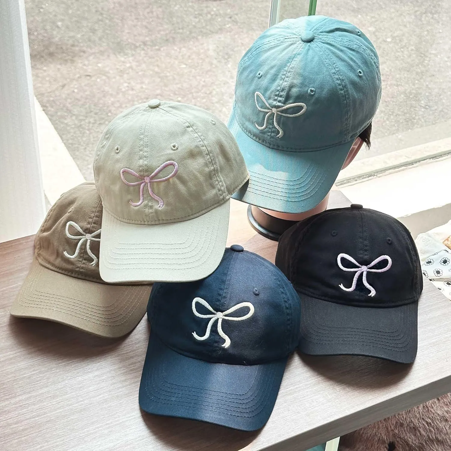 Croogo Cute Bow-Tie Baseball Cap Fashion Y2k Cap Cotton Summer Dad Hats for Women Hiking Travel Trucker Hat Accessories