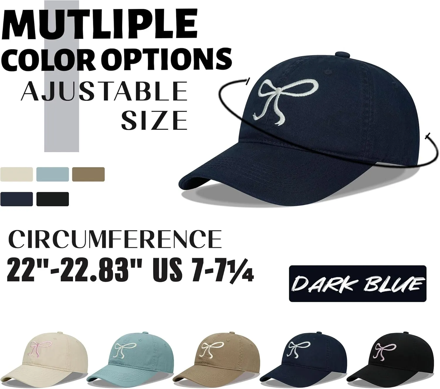 Croogo Cute Bow-Tie Baseball Cap Fashion Y2k Cap Cotton Summer Dad Hats for Women Hiking Travel Trucker Hat Accessories