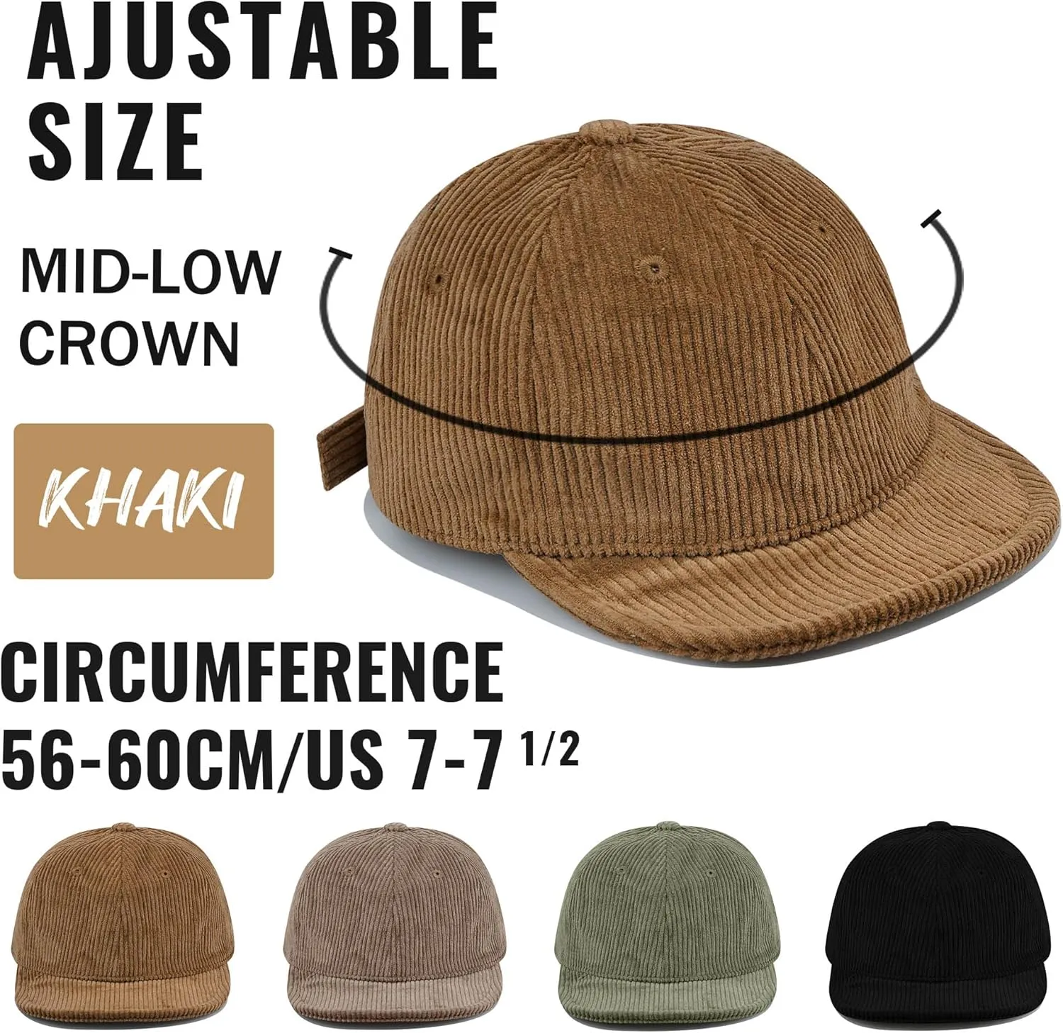 Croogo Short Brim Baseball Cap Corduroy Soft Trucker Hat Flat Snapback Hats Winter Dad Cap Flip Up Short Bill Cap for Men