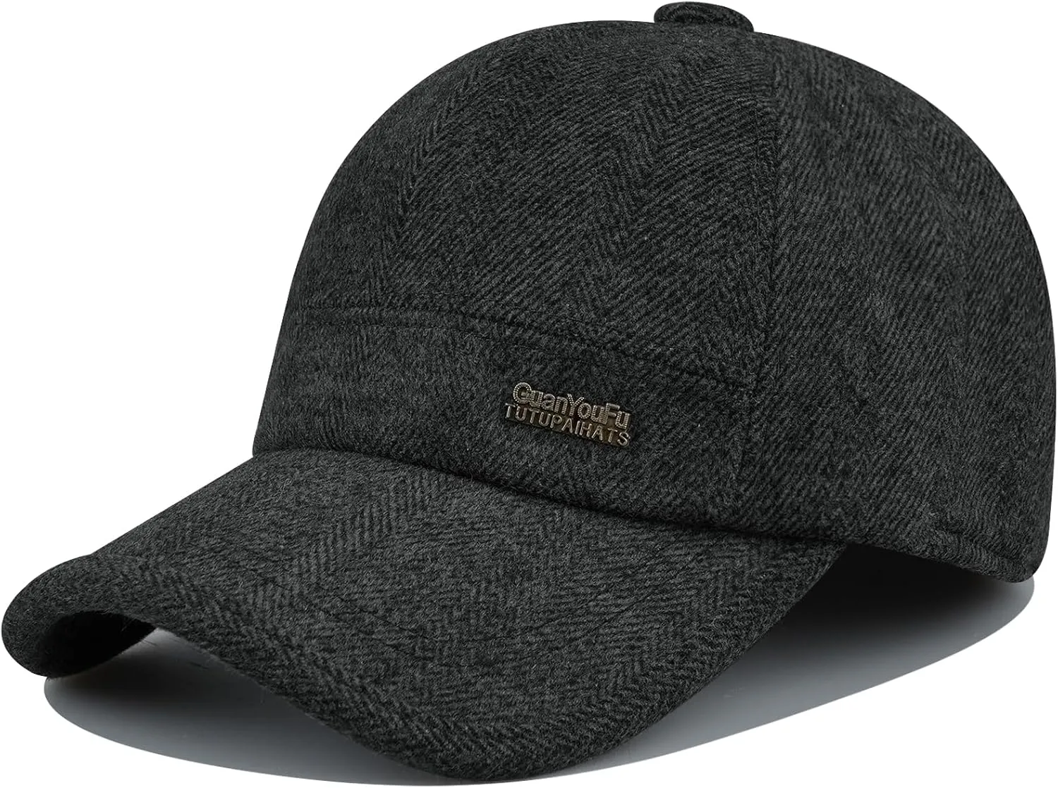 Croogo Wool Baseball Cap Ear Flaps Outdoor Trucker Dad Hat with Fold Earmuffs Warmer Driving Cap Unisex Winter Fitted Hats